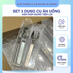 Bộ Đồ Ăn Muỗng Nĩa Đũa Inox Cao Cấp Koala Dễ Thương Có Hộp Bảo Quản Tiện Lợi