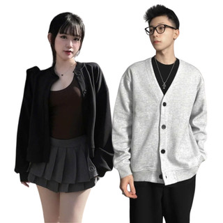Áo khoác sweater cardigan phối 4 cúc gài nam nữ trẻ trung mặc cặp đôi 4 màu unisex K1