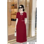 Set Công Sở Text Gân Cao Cấp Áo Cổ Tròn Kết Hợp Chân Váy Midi Xẻ Tà MDU5618 | MDU - SẮC THANH LỊCH — ảnh 4