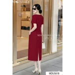 Set Công Sở Text Gân Cao Cấp Áo Cổ Tròn Kết Hợp Chân Váy Midi Xẻ Tà MDU5618 | MDU - SẮC THANH LỊCH — ảnh 5