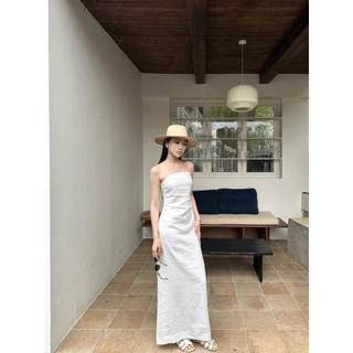 𝗢𝗺 2 - |LY LINEN| Đầm Linen cụp ngực dáng dài