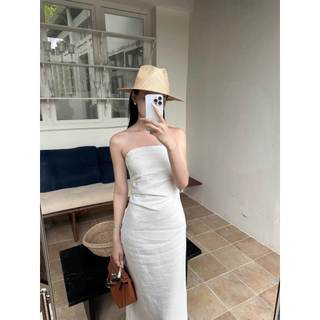𝗢𝗺 - |LY LINEN| Đầm Linen cụp ngực dáng dài