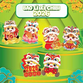Bao Lì Xì  COMBO 100 Bao Lixi Chibi Hoạt Hình Tết Năm 2026 Hoạt Hình