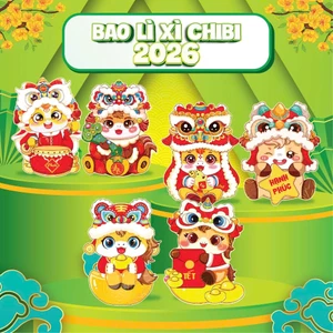 COMBO 100 Bao Lixi chipi TẾT 2026 nhiều mẫu nhiều màu sắc dễ thương