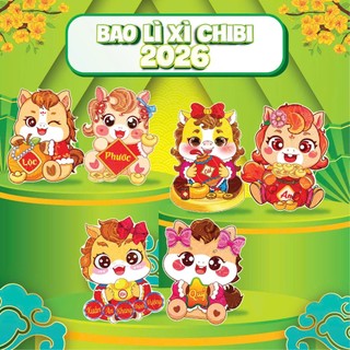 COMBO 100 Bao Lixi  chipi  TẾT 2026 nhiều mẫu nhiều màu sắc  dễ thương