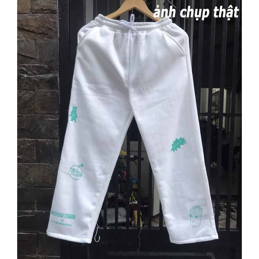 QUẦN NỈ NỮ NAM ỐNG RỘNG WHALE VẢI NỈ ÉP Mịn Loại 1 Dày Dặn Form Dài Rộng Thể Thao Cá Tính K1