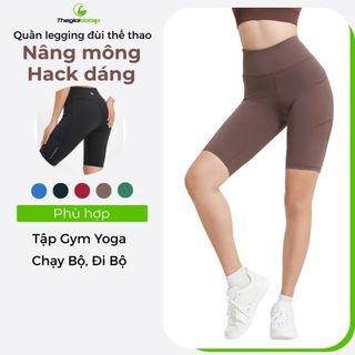 Quần Legging Đùi Ngố Tập Gym Yoga Nữ ICADO AT12 Quần Đùi Thể Thao Co Giãn 4 Chiều, thegioidotap