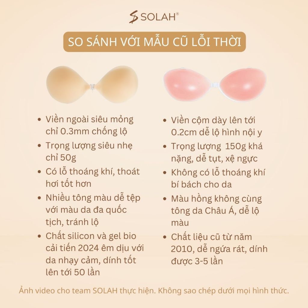 Áo Bra Dán Ngực Silicon Chống Tuột SOLAH Mặc Bikini Áo Croptop Xẻ Vai Hở Lưng Đi Biển BR11