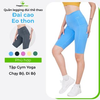Quần Legging Đùi Ngố Tập Gym Yoga Nữ ICADO AT17 Quần Đùi Thể Thao Co Giãn 4 Chiều  thegioidotap