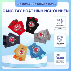 Găng tay giữ ấm mùa đông hoạt hình người nhện hở ngón mùa đông cho bé từ 3-8 tuổi quà tặng giáng sinh noel cho bé