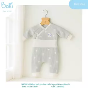 Bộ sơ sinh cài chéo chần bông dài tay BRS005-1.