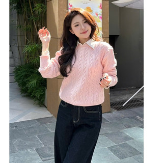 DELIZ - Áo len nữ cổ tròn dài tay vặn thừng len lông thỏ cao cấp dáng trơn basic cho nữ AL69