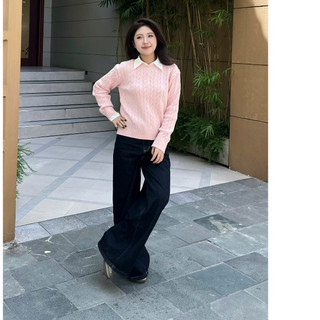 DELIZ - Áo len nữ cổ tròn dài tay vặn thừng len lông thỏ cao cấp dáng trơn basic cho nữ AL69