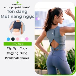 Áo Croptop Tập Gym Nữ ICADO AT10 Croptop Yoga Thắt Dây, Áo Tập Tôn Dáng, Co Giãn Tốt thegioidotap