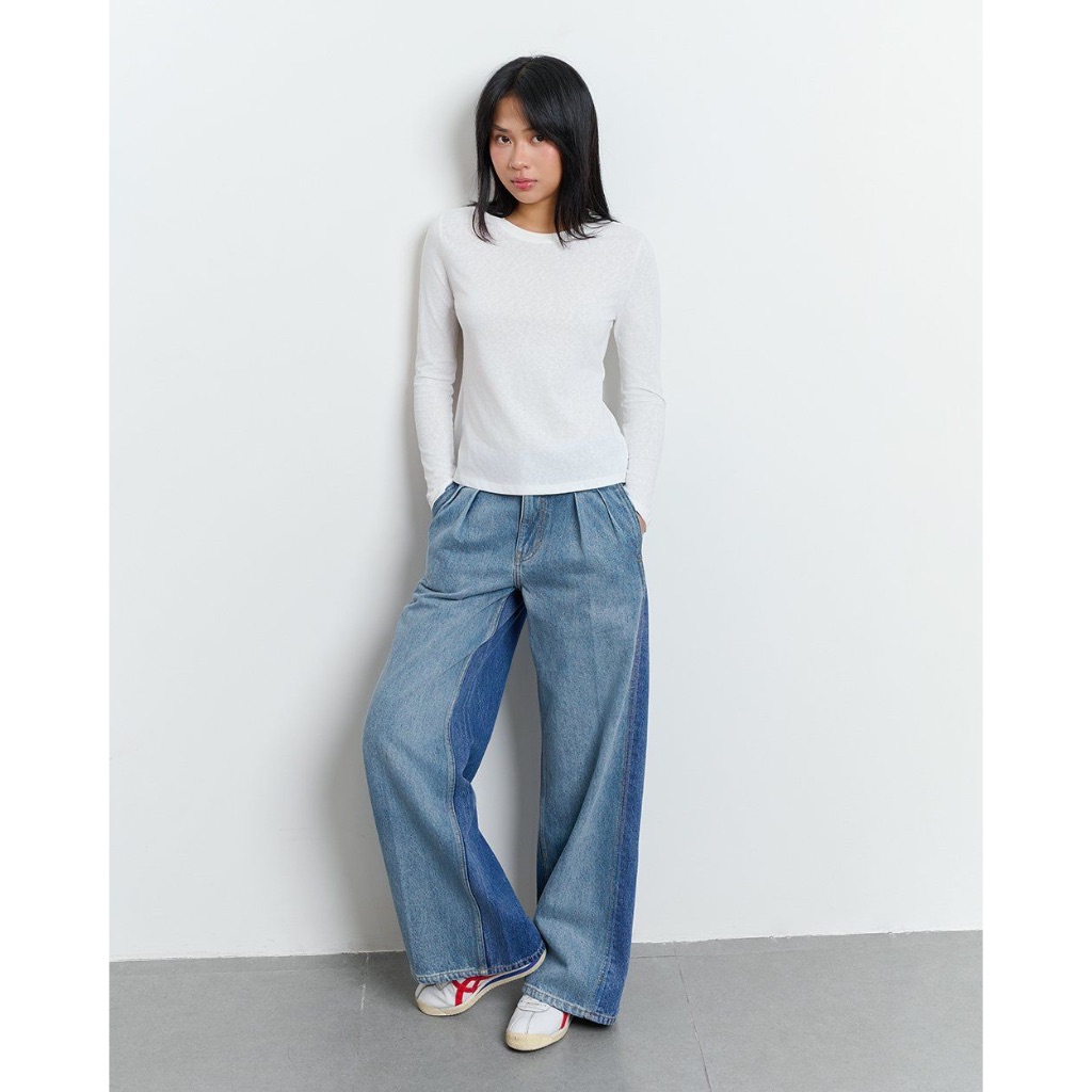TheBlueTshirt - Quần jeans phom baggy xếp ly màu nhạt sau đậm cho nữ - Soho Jeans