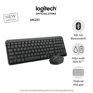 [Logitech Hợp Tác] Combo Bàn phím & chuột không dây Bluetooth Logitech MK251 - dễ kết nối, thiết lập, thiết kế nhỏ gọn