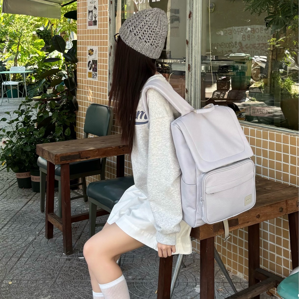 Balo nam nữ đi học đi làm BAMA Solid Backpack chống nước nhiều ngăn đựng laptop 13 14 15.6 inch | BigBuy360 - bigbuy360.vn