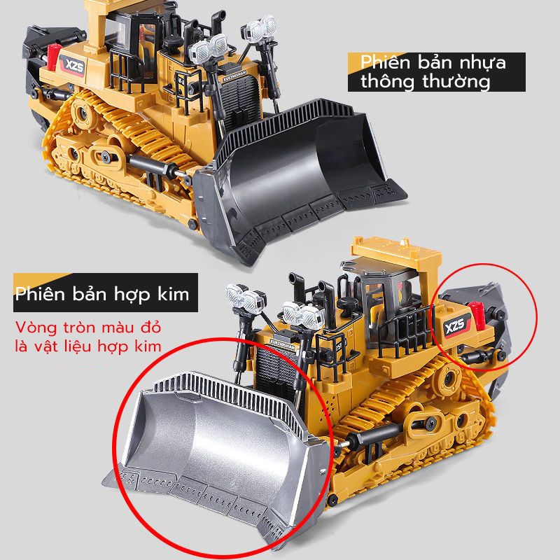 Máy xúc hợp kim 9 kênh, xe xây dựng đồ chơi điều khiển từ xa，Xe được trang bị pin sạc, âm thanh động cơ và đèn pha.