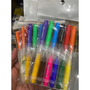 Bút lông màu 2 đầu Thiên Long FP-C01 - Túi 6 bút, 12 màu tươi sáng, an toàn, phù hợp cho bé tập tô màu