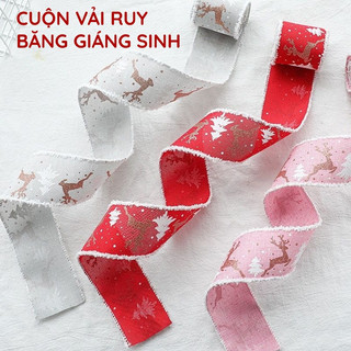 Ruy băng gói quà Dây lụa nhiều màu sắc thắt nơ trang trí quà Giáng sinh Noel buộc hộp bánh kẹp rộng bản đồ decor