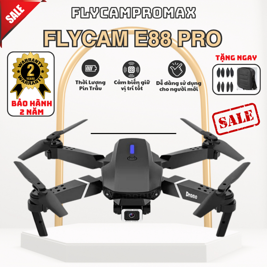 Flycam E88 PRO, Máy bay điều khiển từ xa, nhào lộn Đồ chơi cho bé thoải mái trải nghiệm, Drone mini