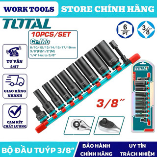 Bộ 10 đầu tuýp ngắn & dài 3/8"  TOTAL THTISD38104, THKISD38106L, THKISD38062 DNTT