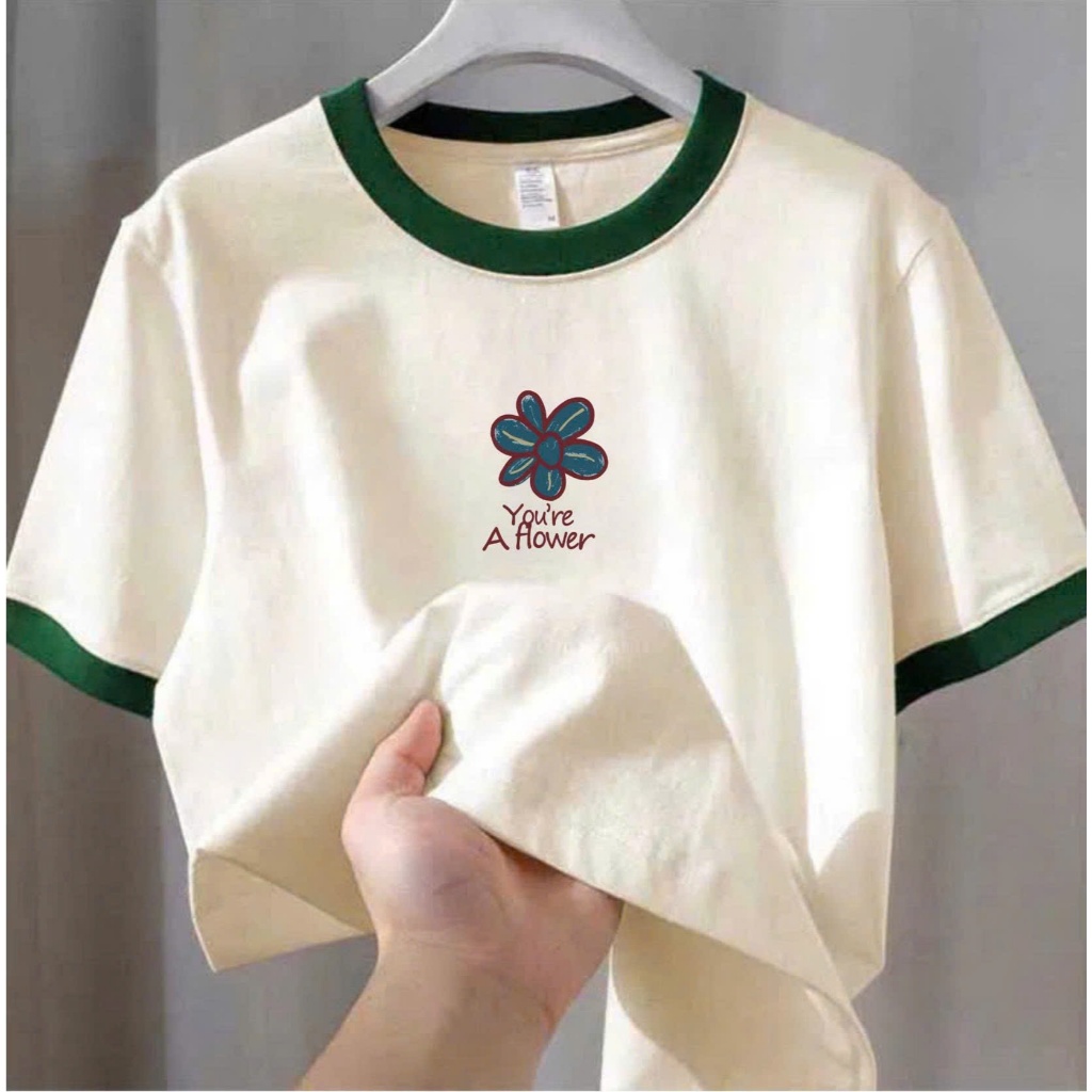 Áo ngắn tay nữ in hình Hoa xinh xắn JULY FASHION, Áo phông nữ chất thun cotton dày dặn, mềm mát, thấm mồ hôi