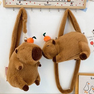 Túi Đeo Chéo Hình Capybara Lông Mềm Siêu Dễ Thương – Ba Lô Mini 2 Kiểu Đeo Đáng Yêu Hot Trend
