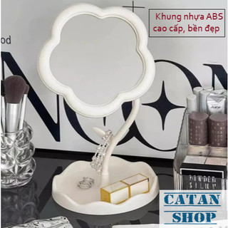 Gương Để Bàn Trang Điểm Có Giá Treo Hình Hoa Xinh Xắn, Gương Decor Chân Cao Xoay 360 Độ ( MÀU NGẪU NHIÊN )