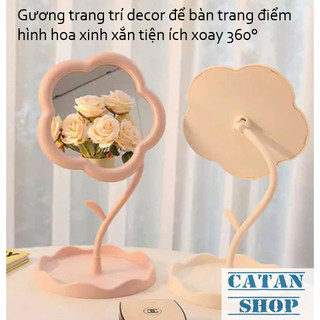 Gương Để Bàn Trang Điểm Có Giá Treo Hình Hoa Xinh Xắn, Gương Decor Chân Cao Xoay 360 Độ ( MÀU NGẪU NHIÊN )