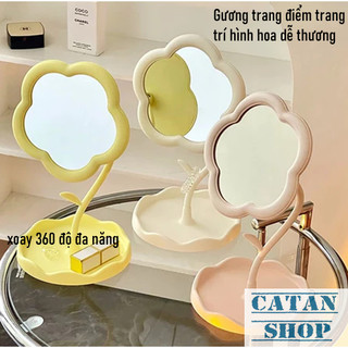 Gương Để Bàn Trang Điểm Có Giá Treo Hình Hoa Xinh Xắn, Gương Decor Chân Cao Xoay 360 Độ ( MÀU NGẪU NHIÊN )