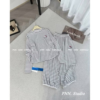 [ Deal Mở Bán ] Set bộ tăm dài tay kẻ sọc in hình đầu kitty dành cho nữ