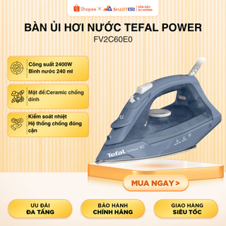 Bàn ủi hơi nước Tefal Power FV2C60E0, màu xanh lam, 2400W, tích hợp ủi khô/nước | Bảo hành 24 tháng