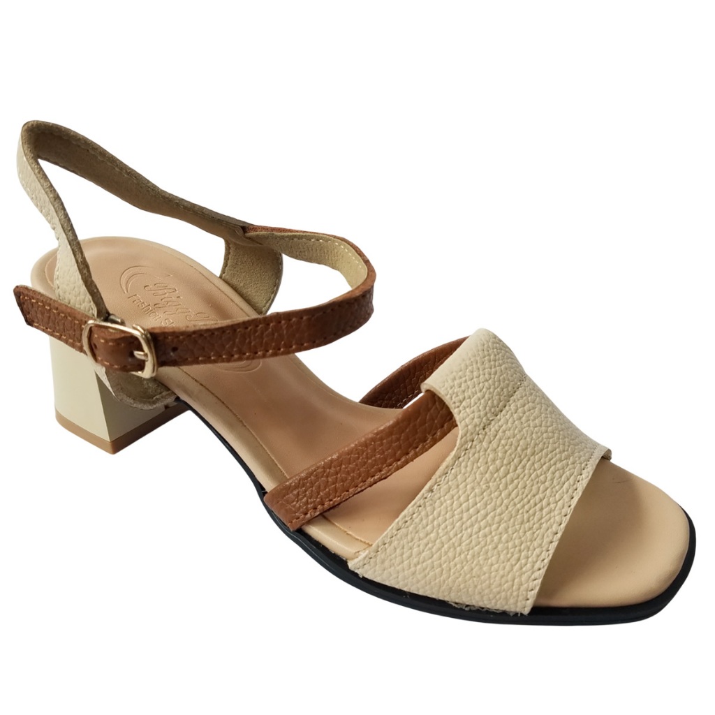 Giày sandal cao gót nữ da bò thật BIGGBEN cao 5 phân HKD1001
