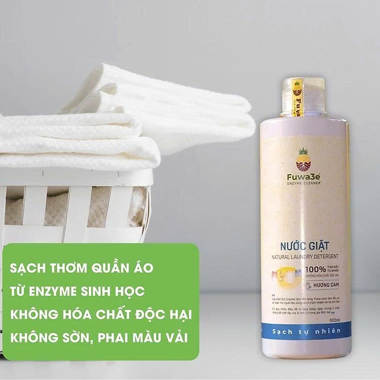 Nước giặt sinh học Fuwa3e Enzyme hương cam an toàn cho bé dịu lành cho da dung tích 500ml