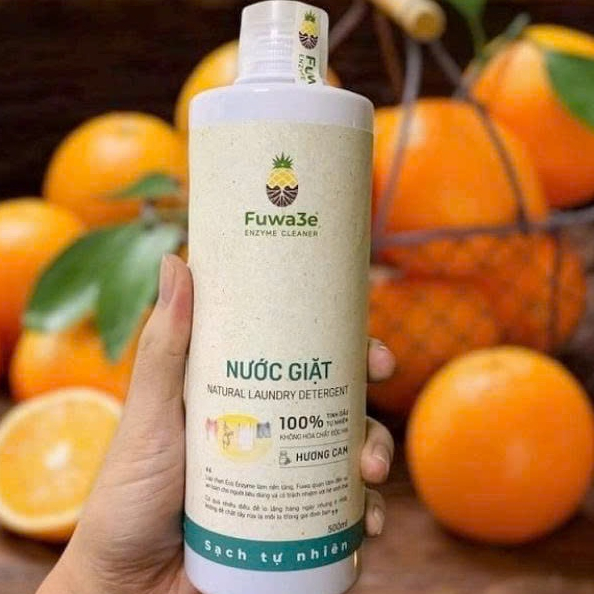 Nước giặt sinh học Fuwa3e Enzyme hương cam an toàn cho bé dịu lành cho da dung tích 500ml
