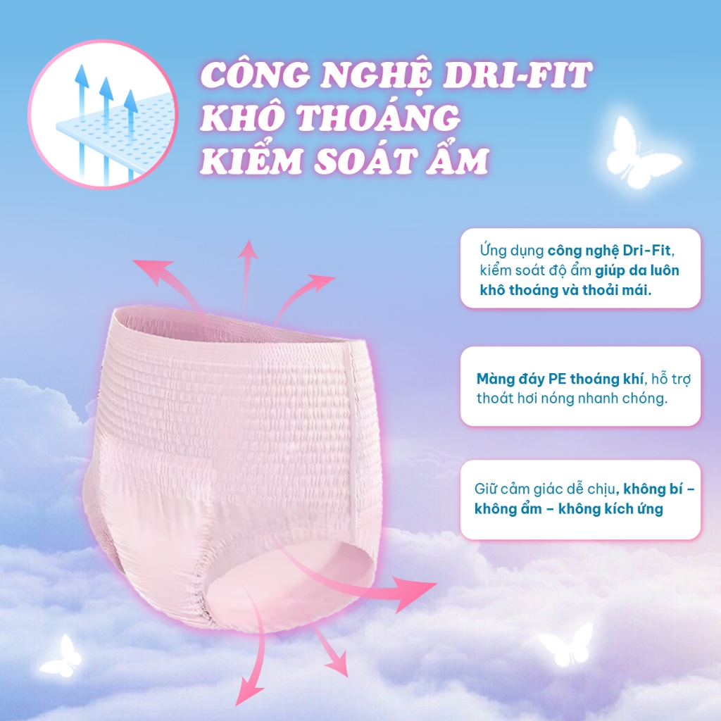Băng Quần Vệ Sinh Phụ Nữ WesburgLady Ôm 360° Chống Tràn Khô Thoáng Khử Mùi Kép Size XL x5 Quần