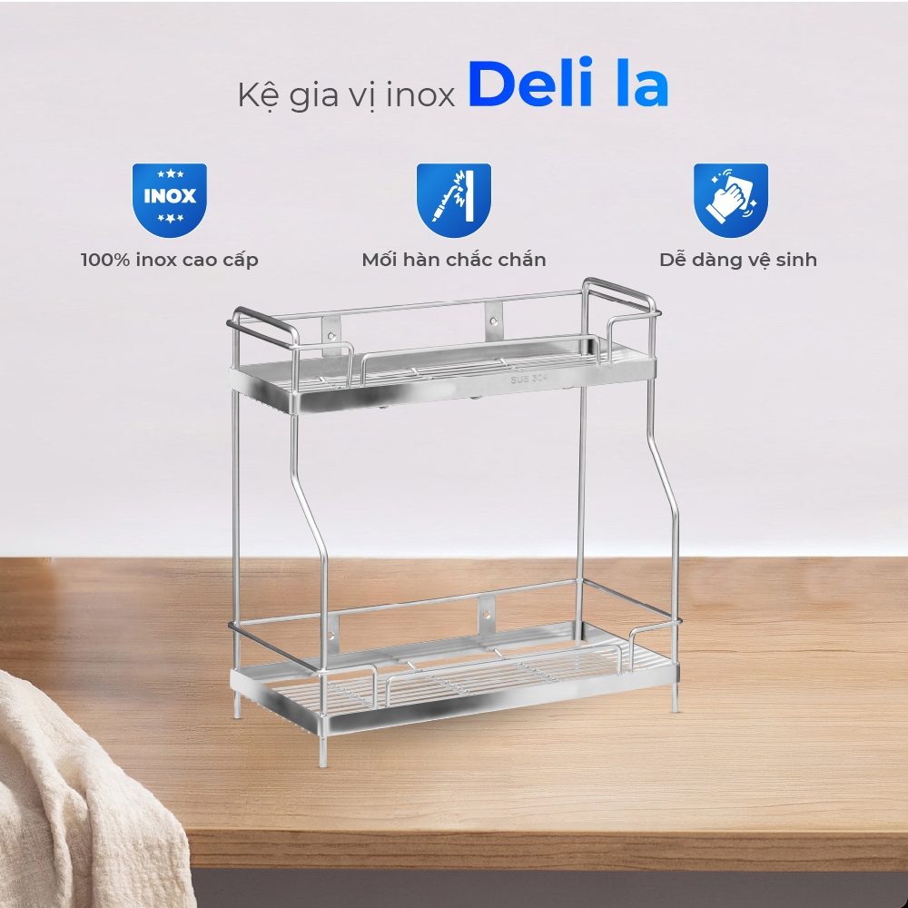 [HỎA TỐC] Kệ đa năng Deli La QUI PHÚC, inox 304 cao cấp, không gỉ, tiện dụng, kệ gia vị nhà bếp