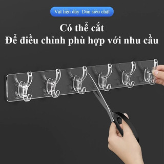 Móc Treo Đồ Dán Tường 6 Thanh Bảng Inox Dày Xịn Hàng Loại 1, Thanh Treo 6 Móc Loại Dày Xịn 88536