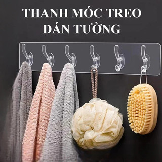 Móc Treo Đồ Dán Tường 6 Thanh Bảng Inox Dày Xịn Hàng Loại 1, Thanh Treo 6 Móc Loại Dày Xịn 88536