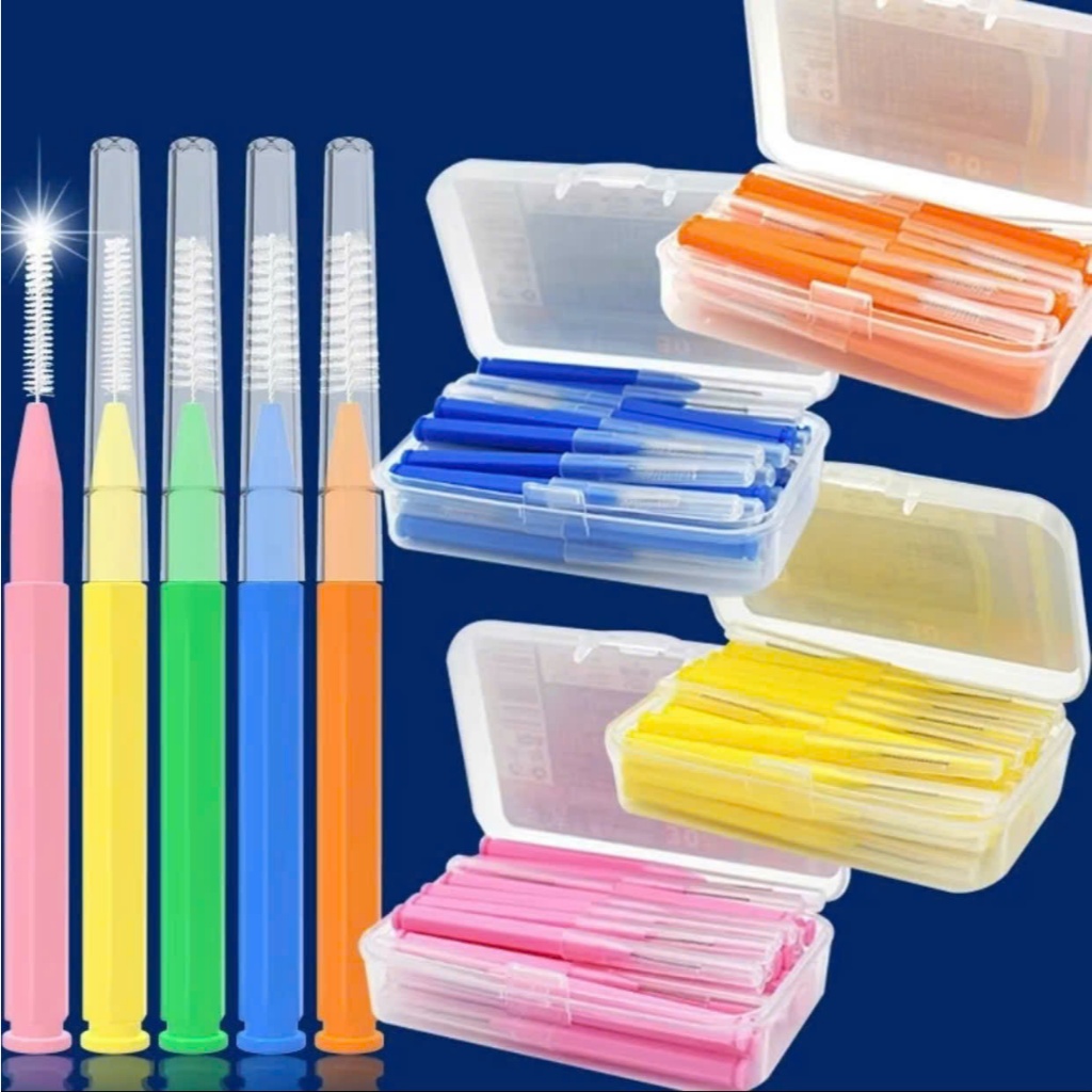 Hộp 60 Bàn Chải Kẽ Răng, Cọ Chải Mi, Lược Chải Lông Mày Mini, Bàn Chải Chỉnh Nha, Chải Uốn Mi, Chải Gắn Mi Giả