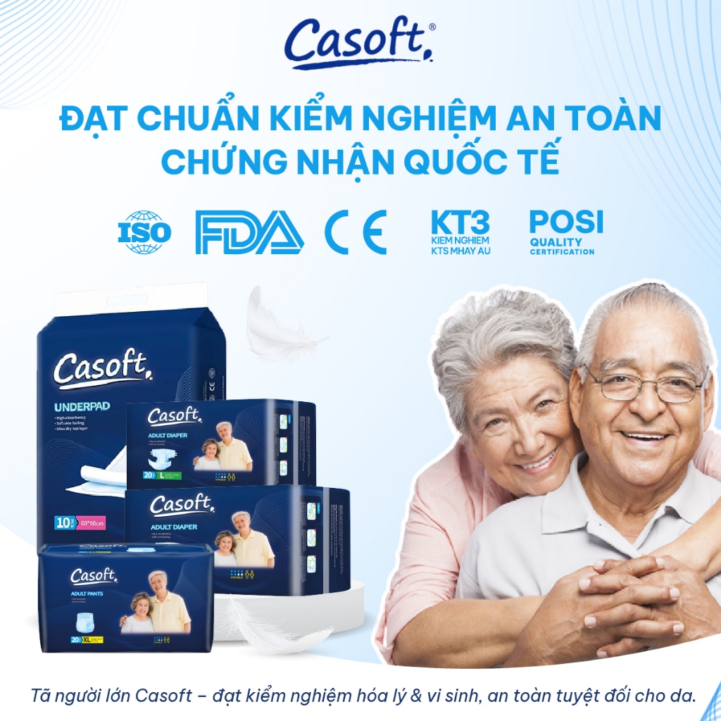 Tã Quần Người Lớn Casoft – Siêu Thấm Hút, Chống Tràn Kép, Thoáng Khí Đa Chiều Size XL x10-20 miếng