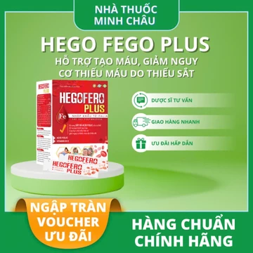 VIÊN UỐNG BỔ SUNG SẮT HEGOFERO PLUS - HỖ TRỢ TẠO MÁU, GIẢM NGUY CƠ THIẾU MÁU DO THIẾU SẮT - NHÀ THUỐC MINH CHÂU