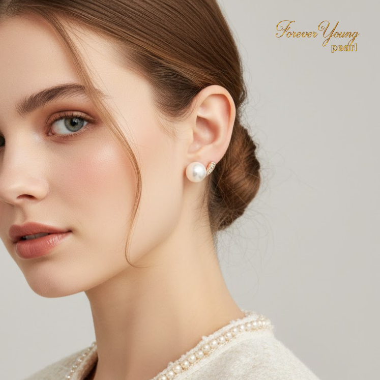 Mã BT20. Bông Tai ngọc Trai Nuôi Nước Ngọt Dày 6-7Li - Forever Young Pearl