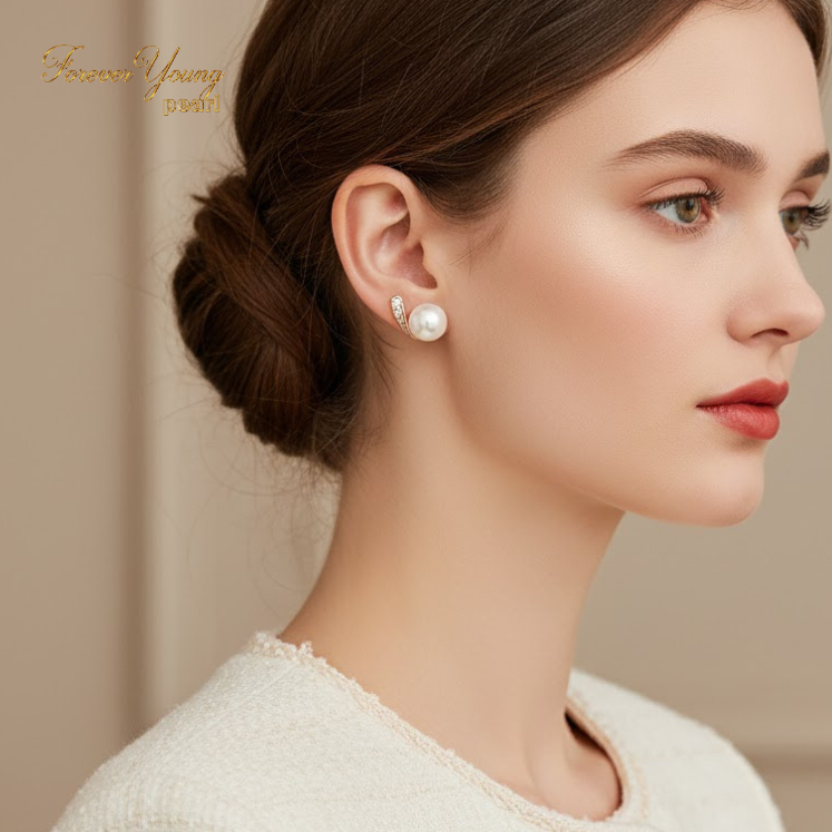 Mã BT20. Bông Tai ngọc Trai Nuôi Nước Ngọt Dày 6-7Li - Forever Young Pearl