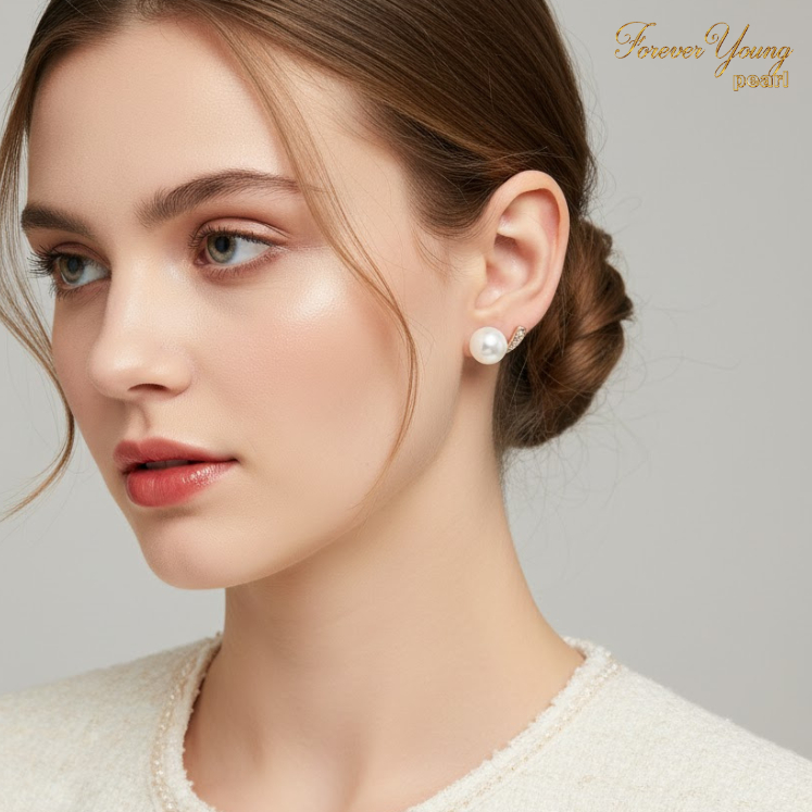 Mã BT20. Bông Tai ngọc Trai Nuôi Nước Ngọt Dày 6-7Li - Forever Young Pearl