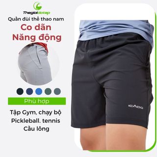Quần Thể Thao Nam Ngắn ICADO AT26 Quần Đùi Tập Gym Chạy Bộ Nam Vải Co Giãn, Thoáng Khí thegioidotap