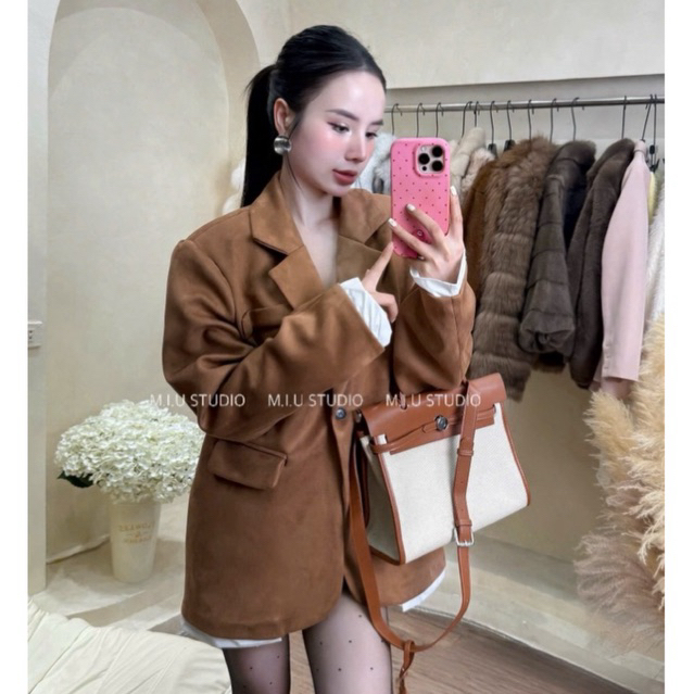 MIU.STUDIO • Set áo vest ,áo khoác blazer nữ from rộng đính khuy bọc kèm chân váy xếp ly ngắn xoè ,hàng thiết kế cao cấp