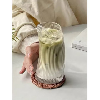 Ly thuỷ tinh/Cốc thuỷ tinh sọc dáng cong dung tích 350ml và 550ml uống matcha, cà phê, trà trái cây, trang trí homecafe