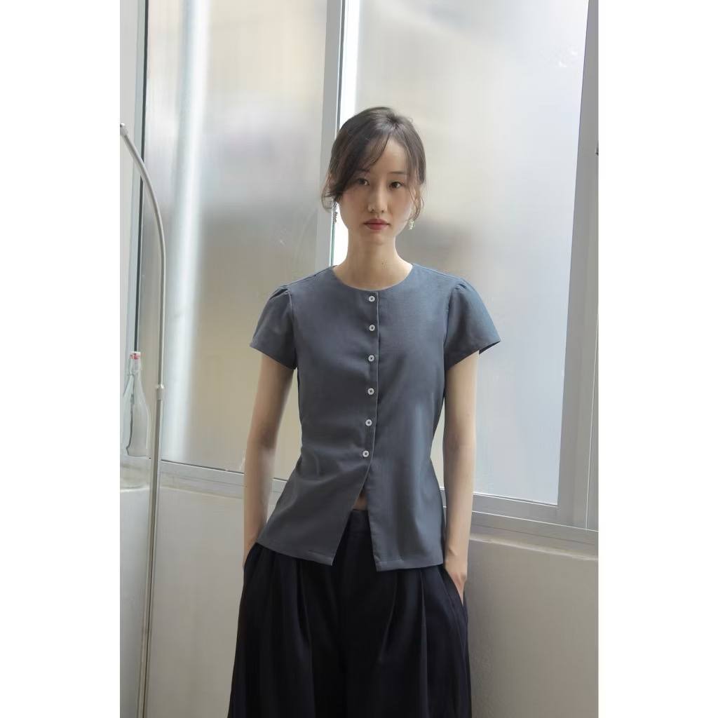 𝗔𝗰𝗲  A06 - Áo Linen cổ tròn